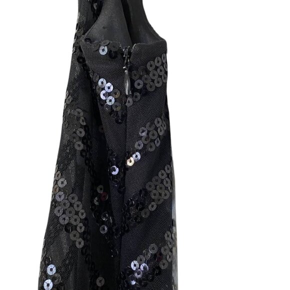 AGB Black Sequin Chevron Mini Dress Sleeveless Size 6 Party Cocktail Sparkle - Picture 8 of 15
